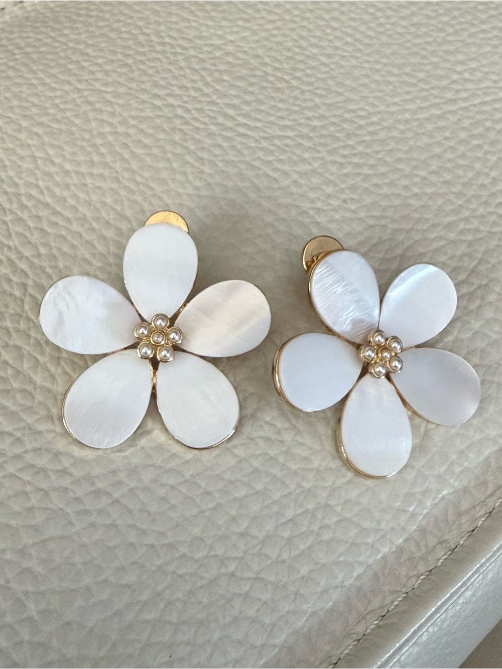 Princess Polly White Mother-of-Pearl Floral Pierced Earrings